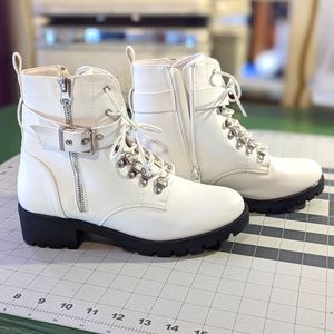 Nasty Gal White Moto Boots Size 8 Never worn